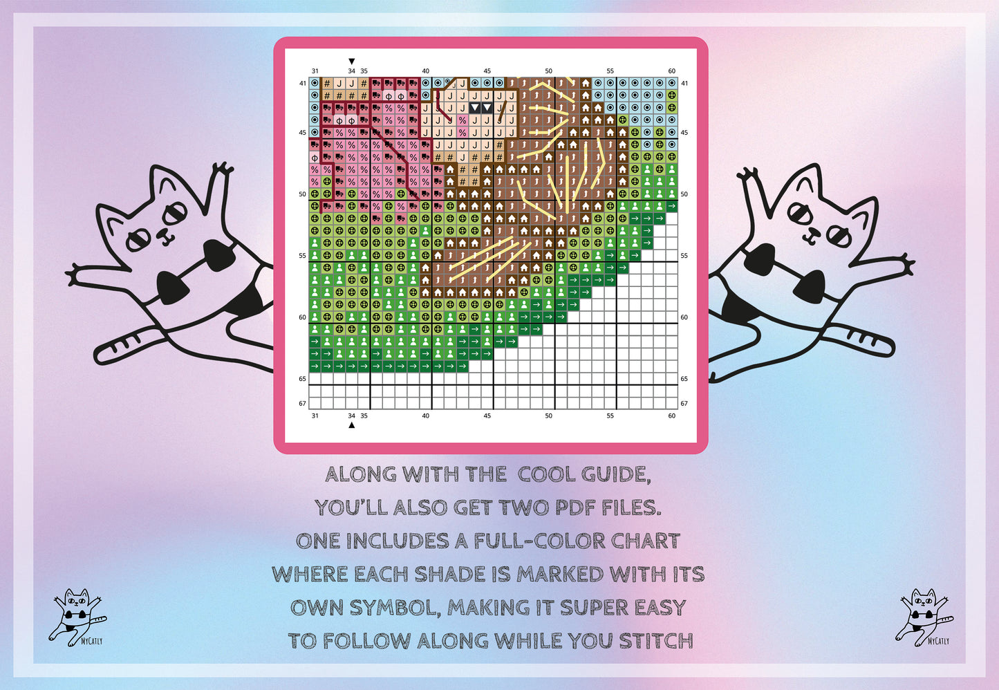 Little Fox with mushroom cross stitch pattern