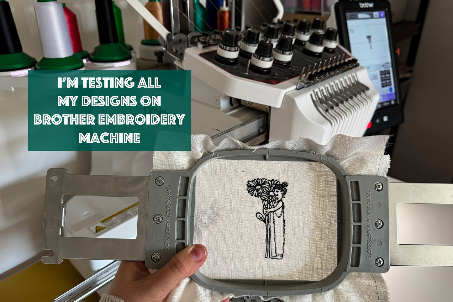 Plant Lover Embroidery Design, Minimalist Floral Girl Machine Embroidery Pattern