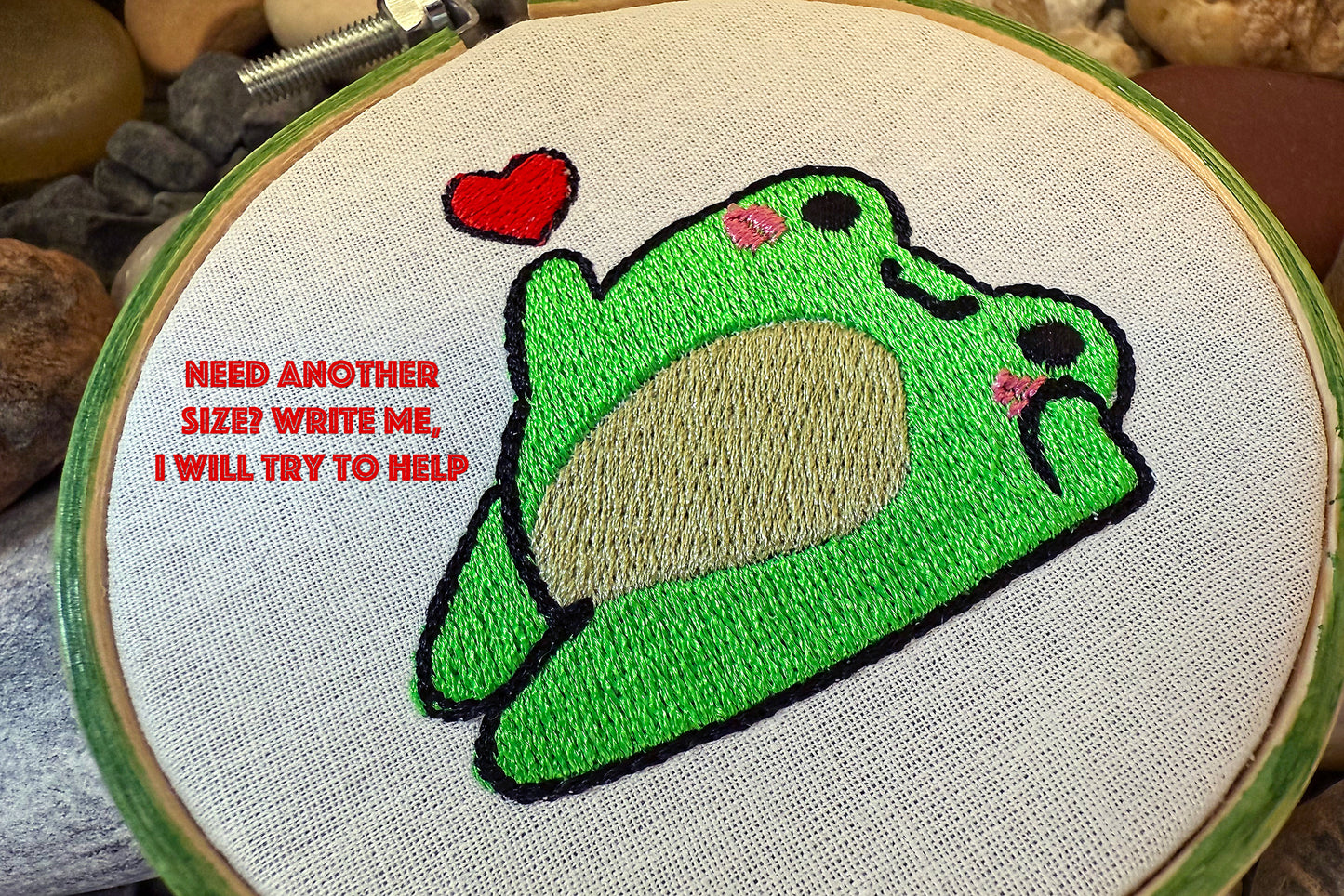 Cute frog machine embroidery design