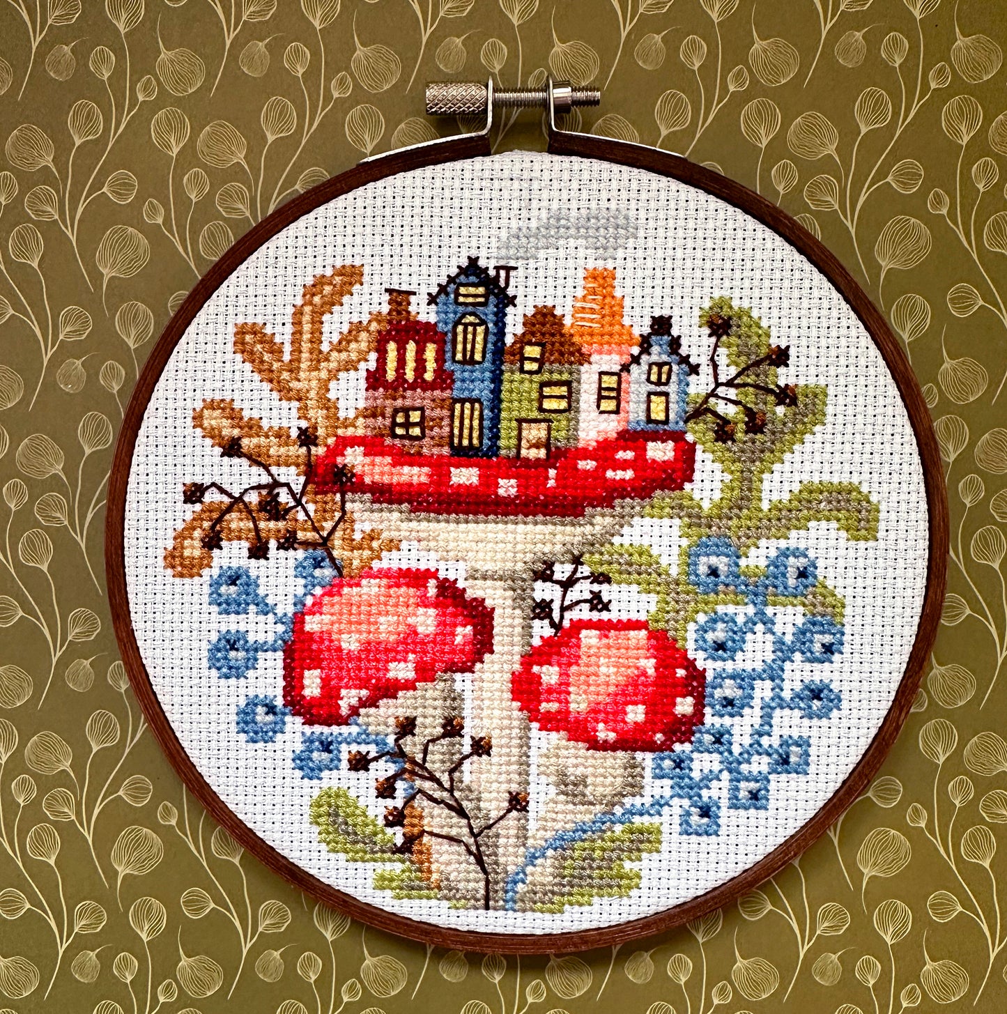 Mushroom city PDF cross stitch pattern
