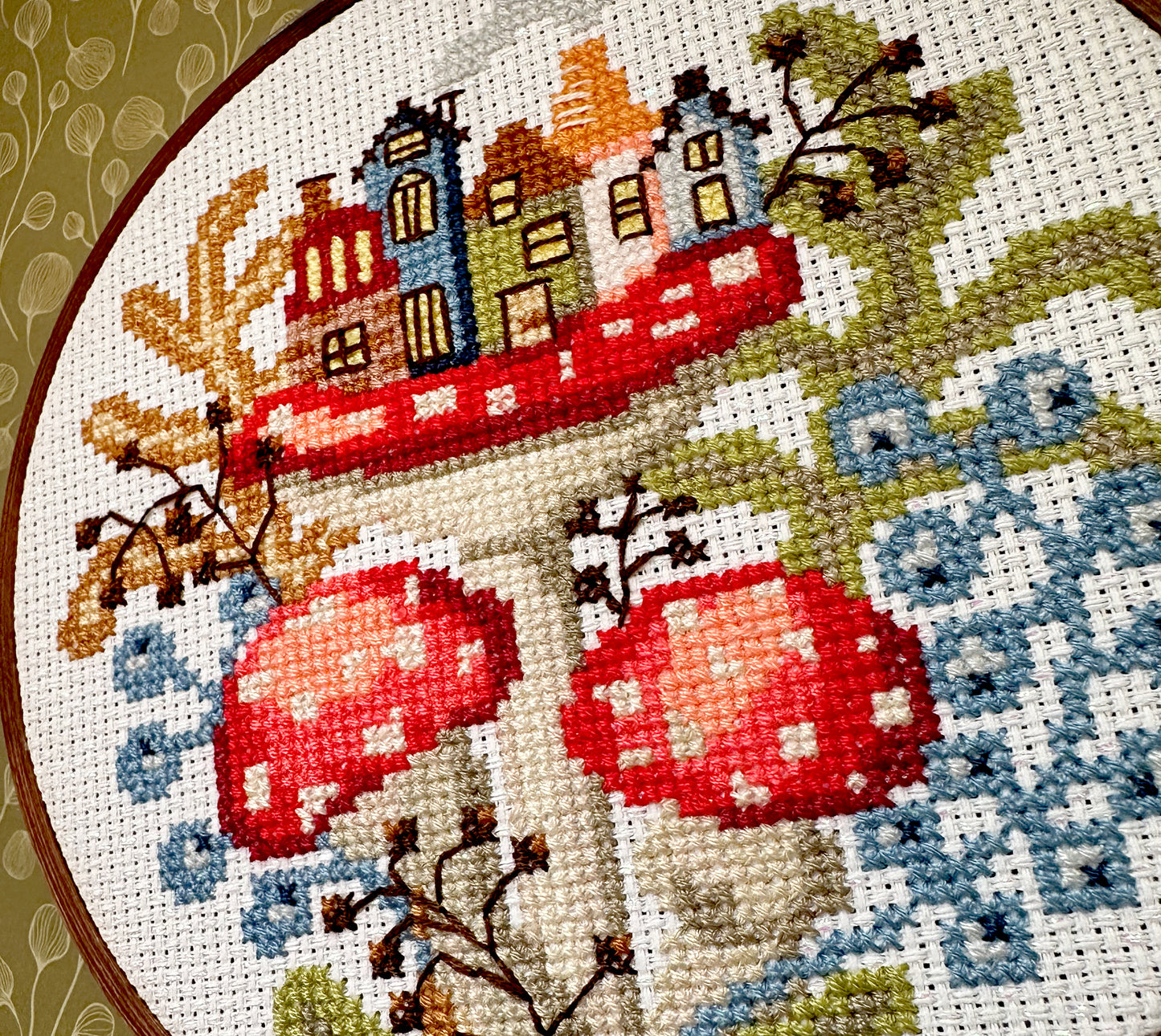 Mushroom city PDF cross stitch pattern