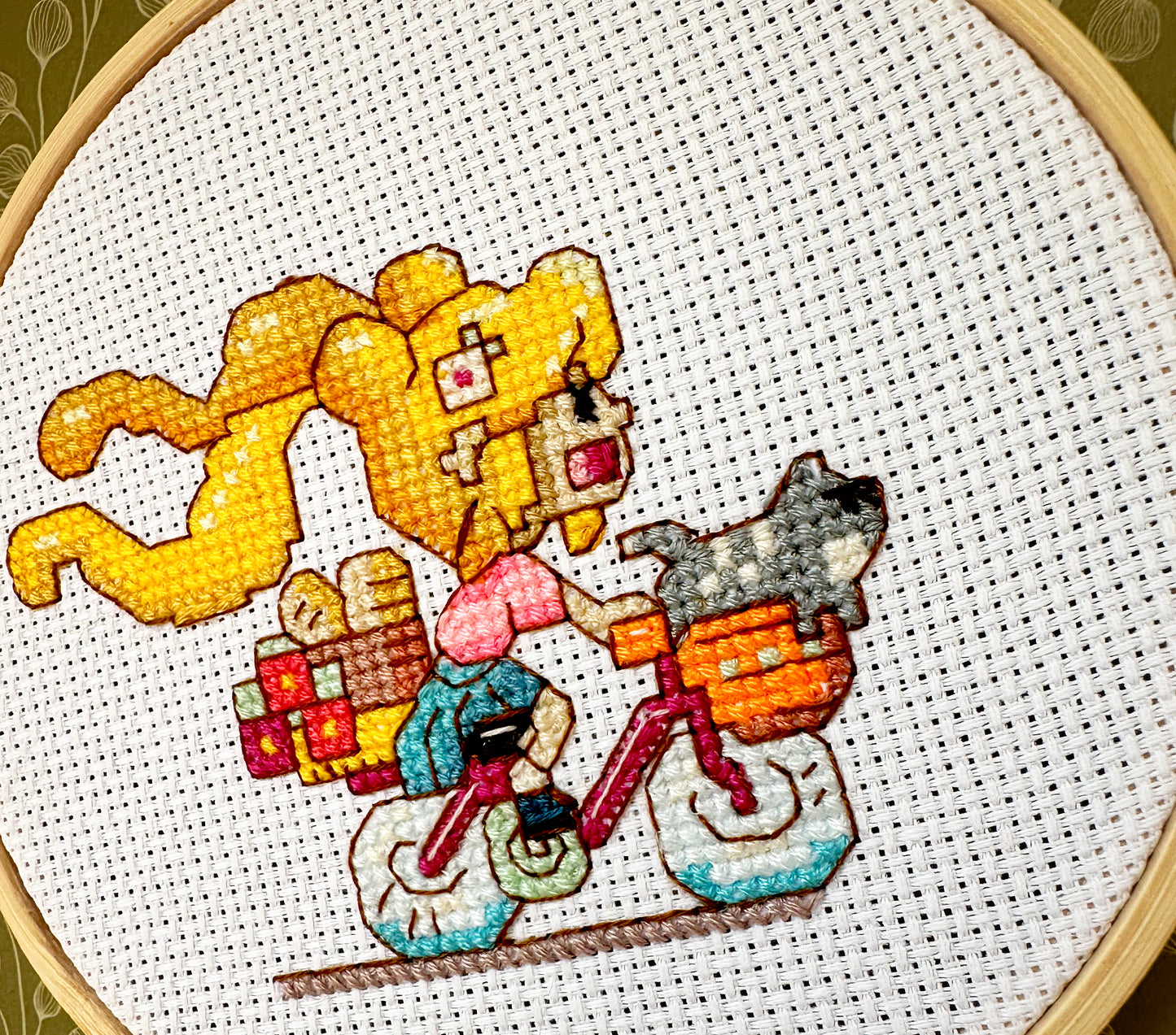 Girl on bike cross stitch PDF pattern