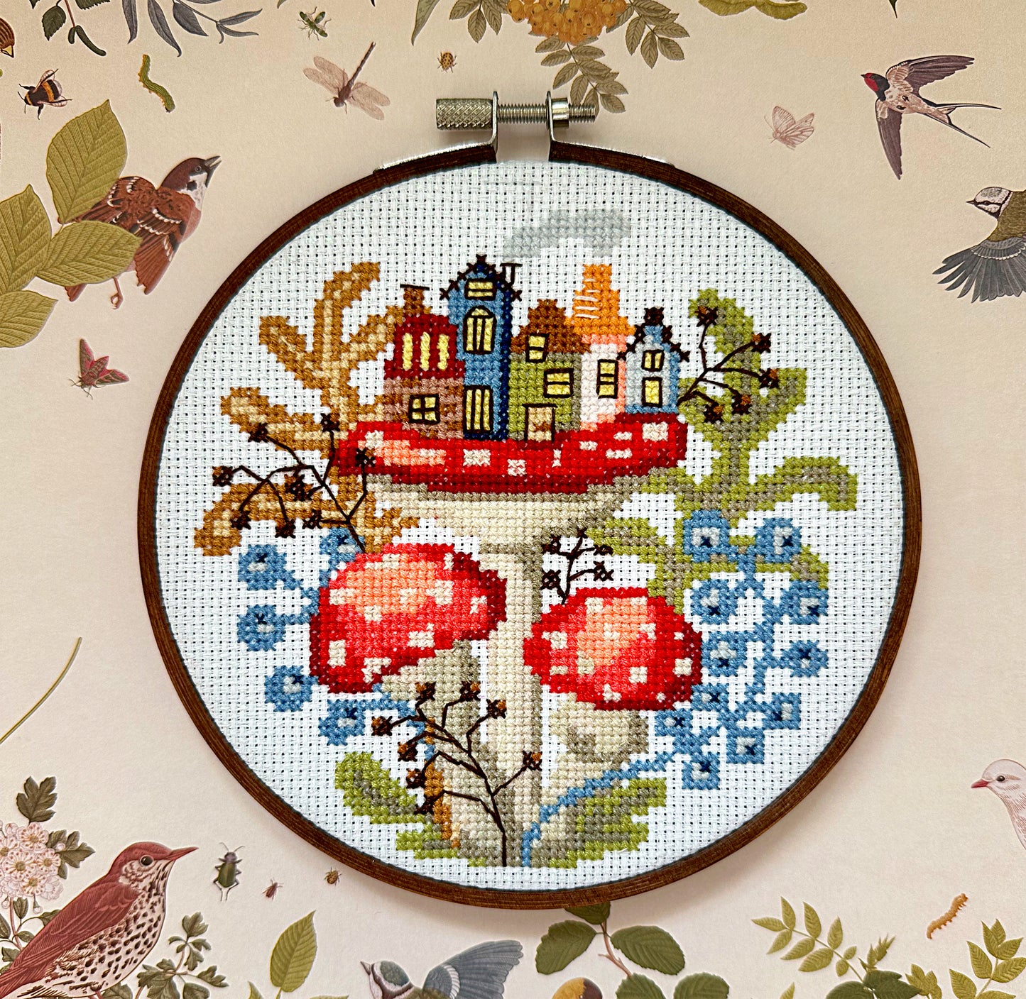 Mushroom city PDF cross stitch pattern