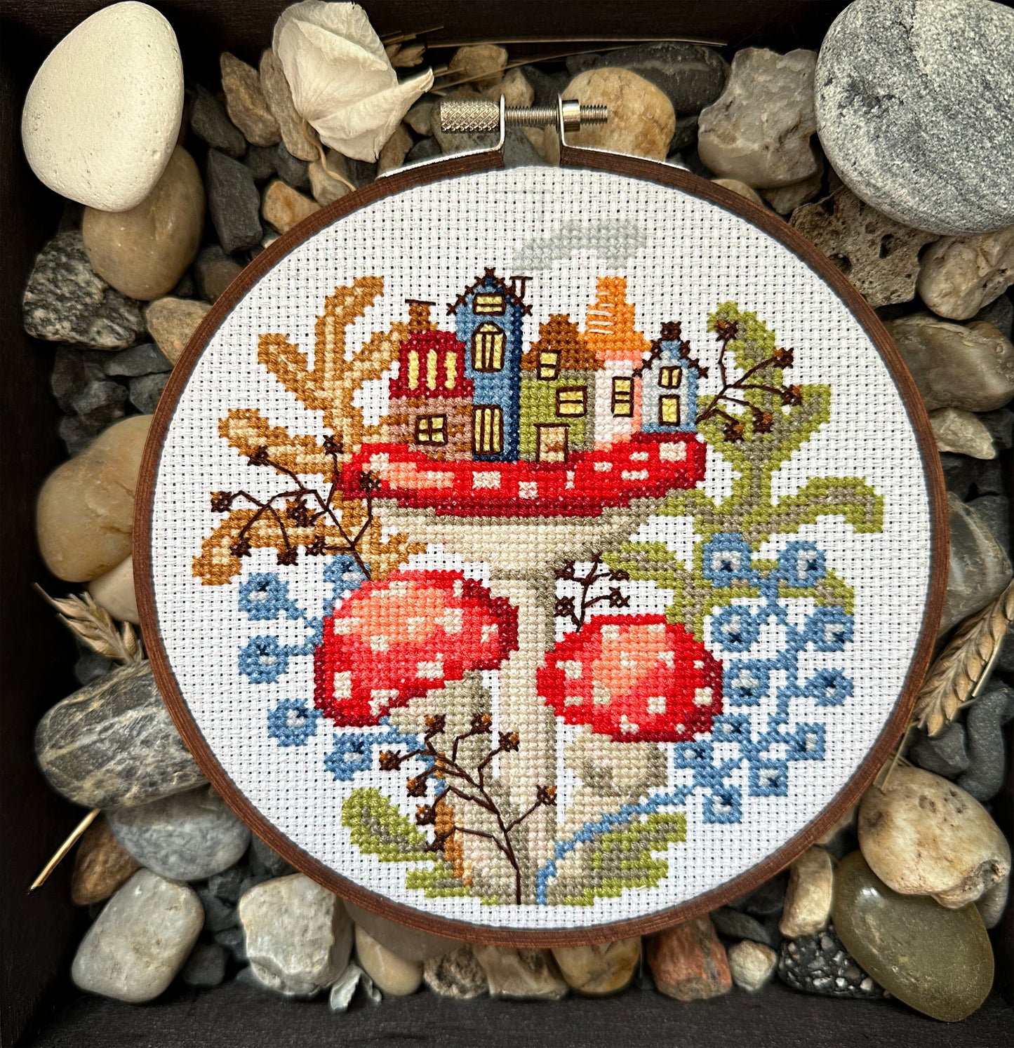 Mushroom city PDF cross stitch pattern