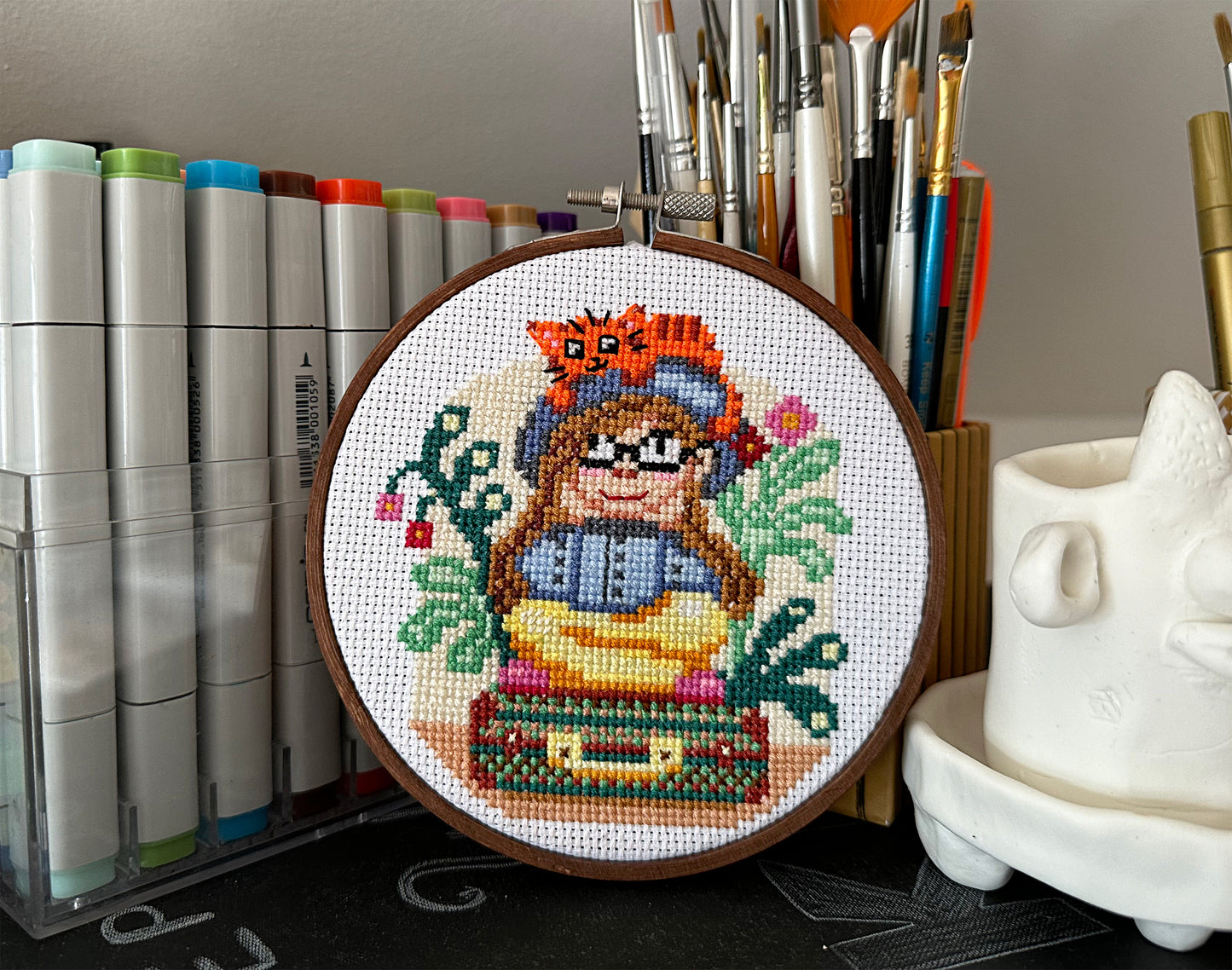 Traveller girl PDF cross stitch pattern