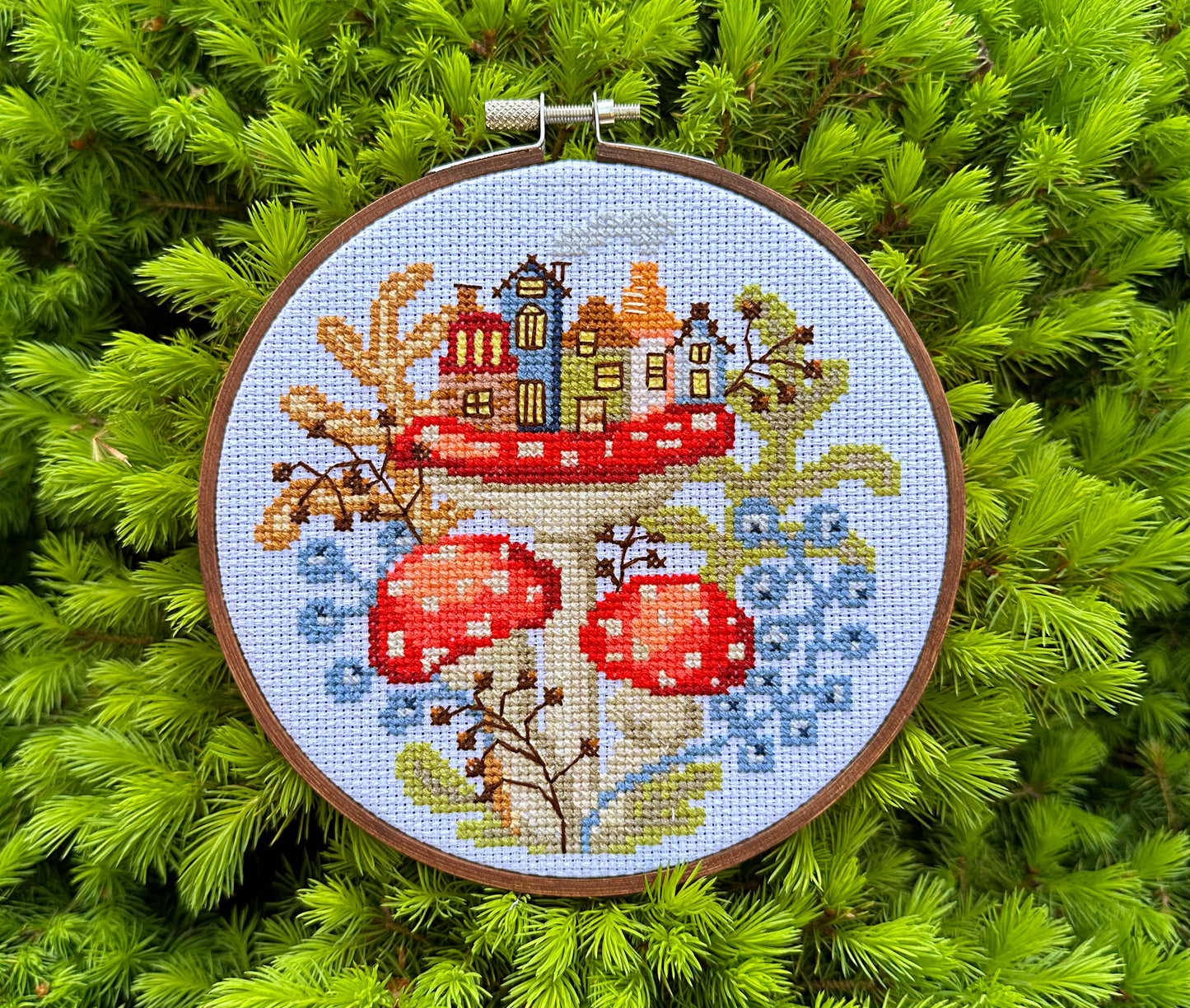 Mushroom city PDF cross stitch pattern
