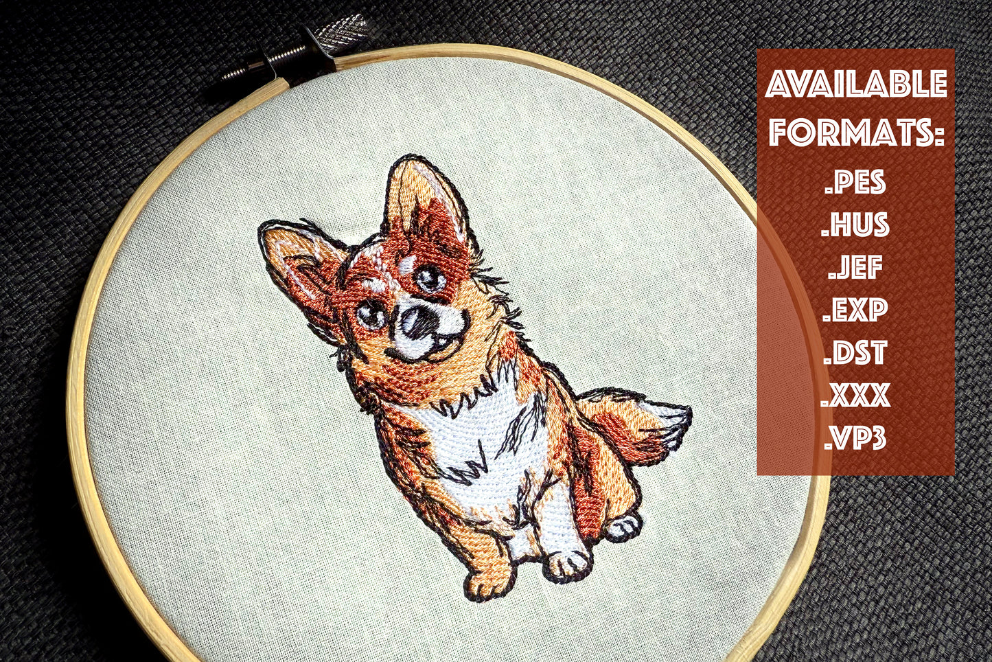 Corgi Machine Embroidery Design