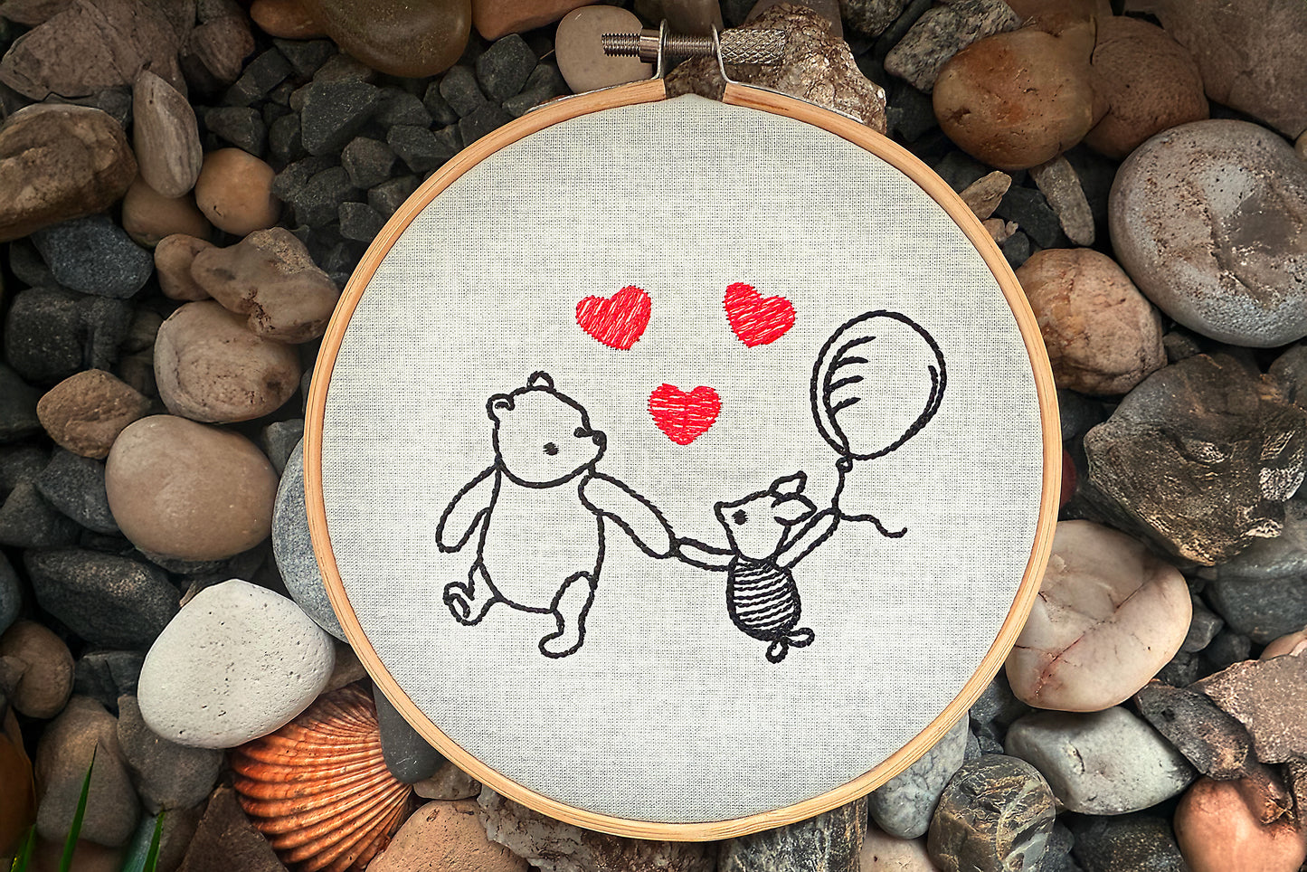 Winnie and Piglet Machine Embroidery Design