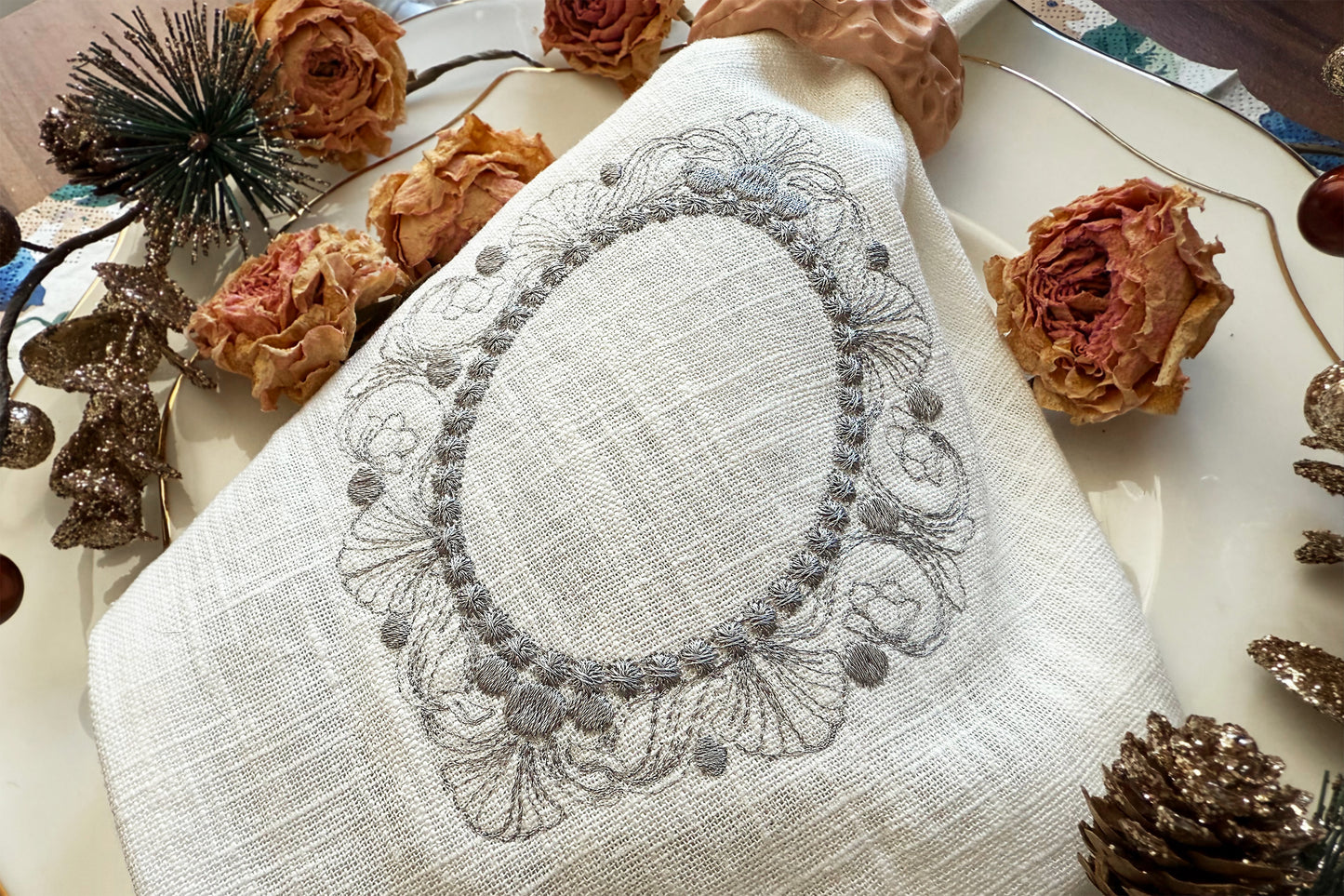 vintage frame machine embroidery design for instant download