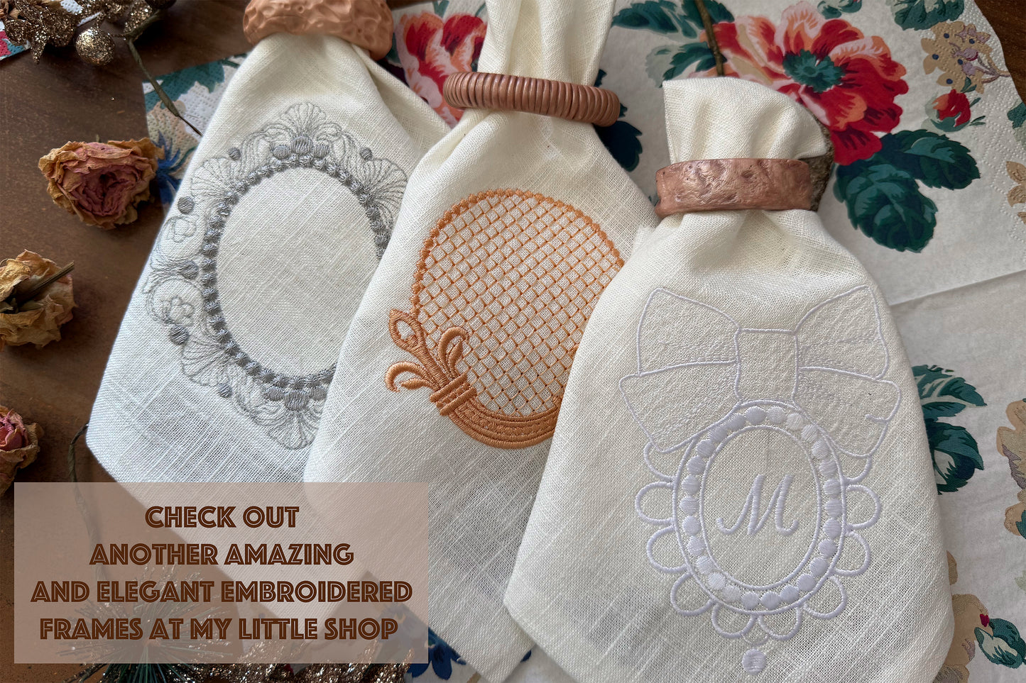 vintage monogram frame machine embroidery design for instant download (product variations)