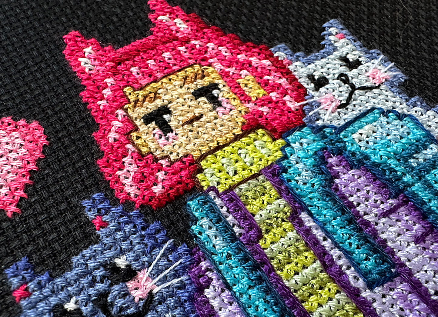 Neon Cat Girl PDF cross stitch pattern