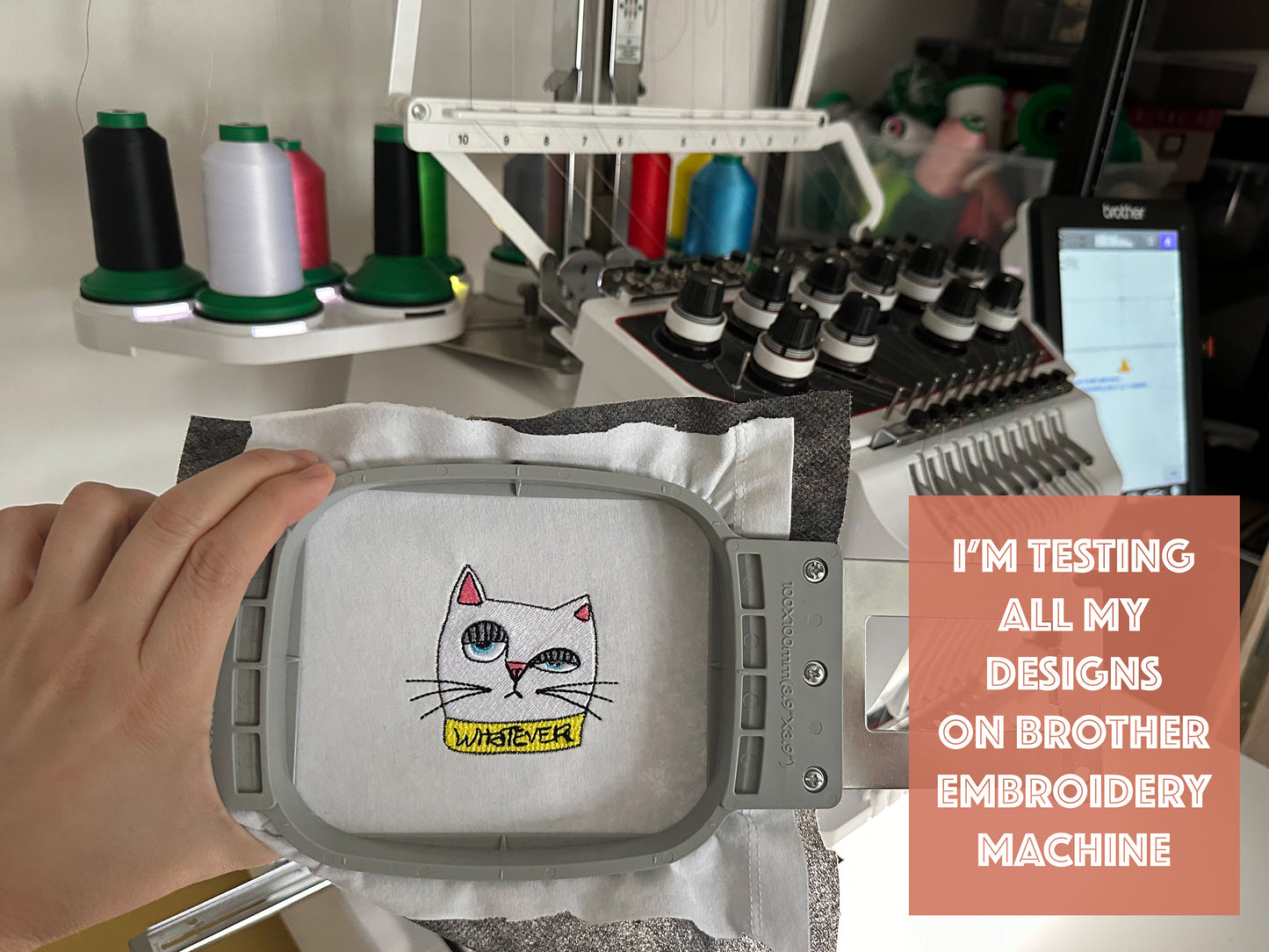Whatever cat machine embroidery design