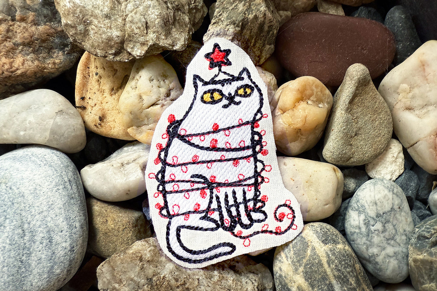 Beginner-friendly holiday cat embroidery pattern bundle