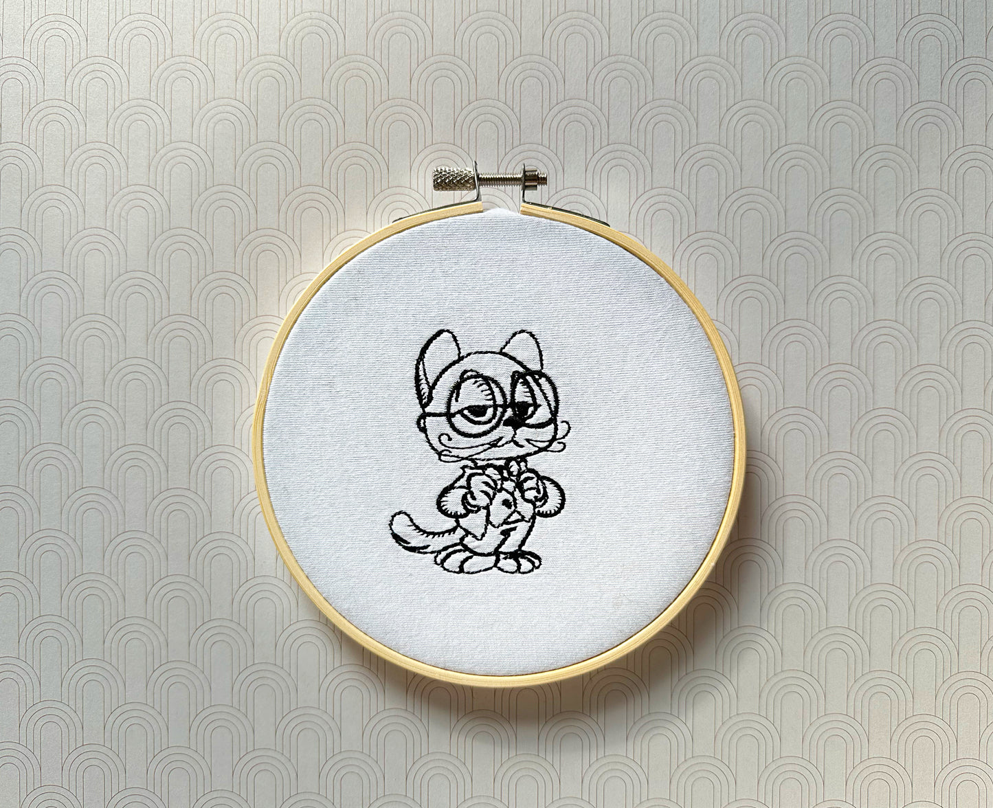 Mr Cat funny machine embroidery design