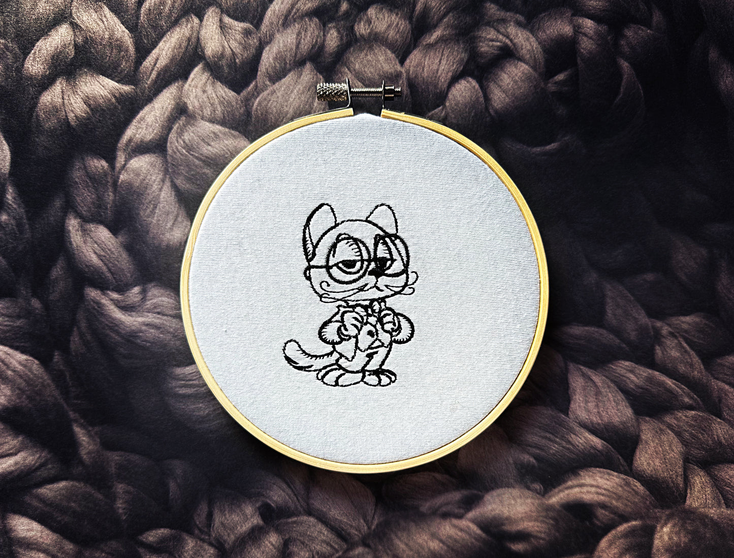 Mr Cat funny machine embroidery design
