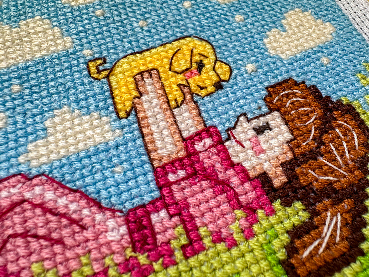 Little girl with puppy DIGITAL PDF pattern for cross-stitch embroidery