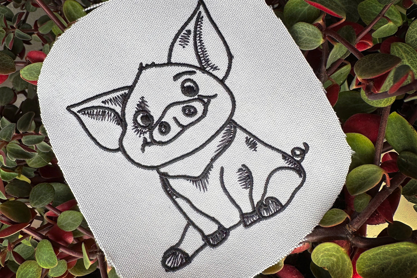 Happy mini pig machine embroidery design