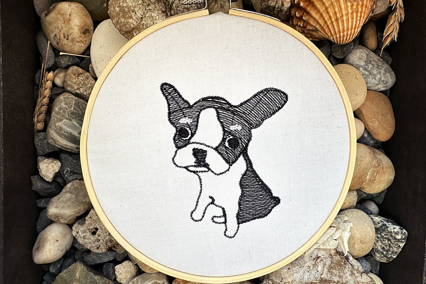 Little French bulldog puppy machine embroidery design