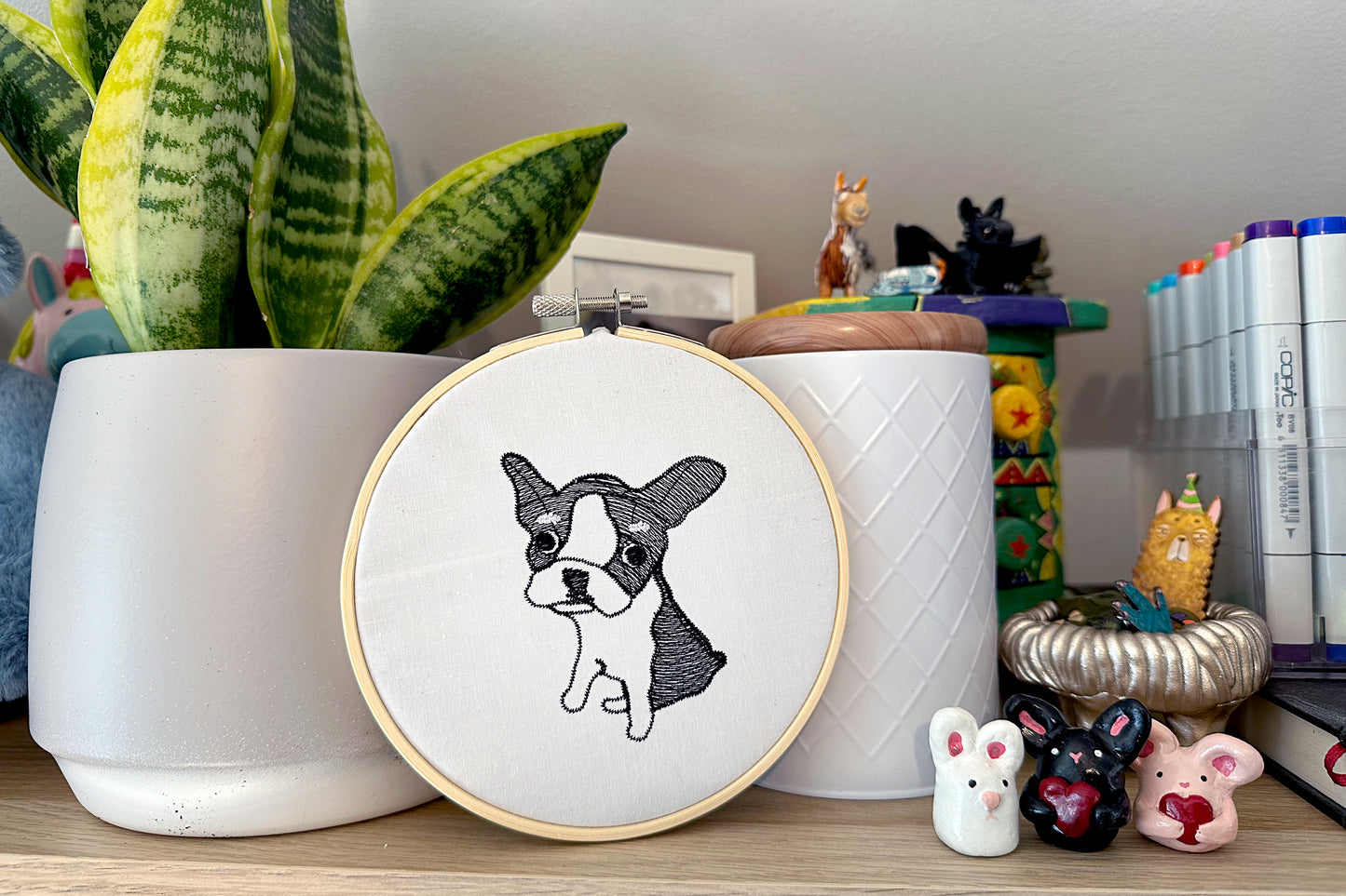 Little French bulldog puppy machine embroidery design