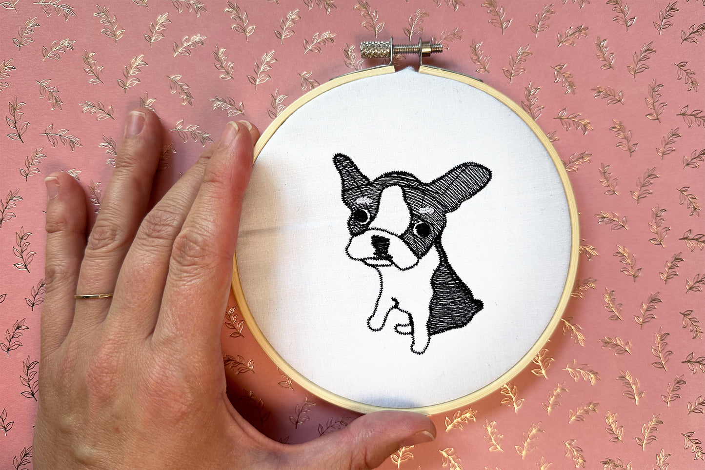 Little French bulldog puppy machine embroidery design