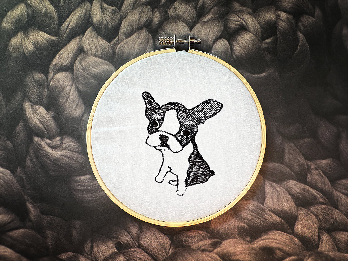 Little French bulldog puppy machine embroidery design