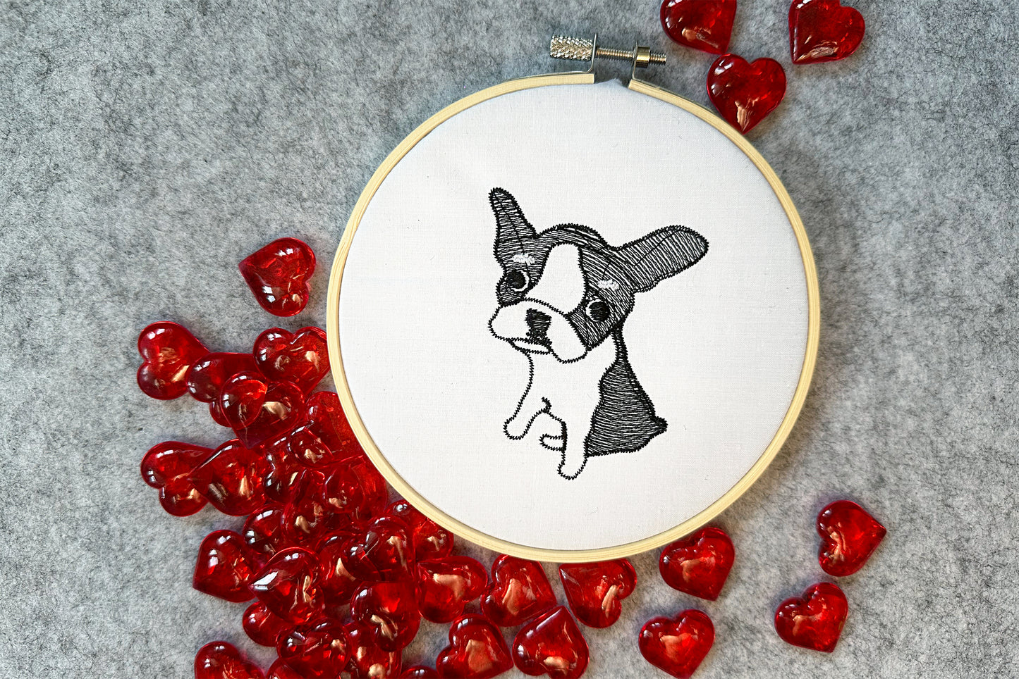 Little French bulldog puppy machine embroidery design