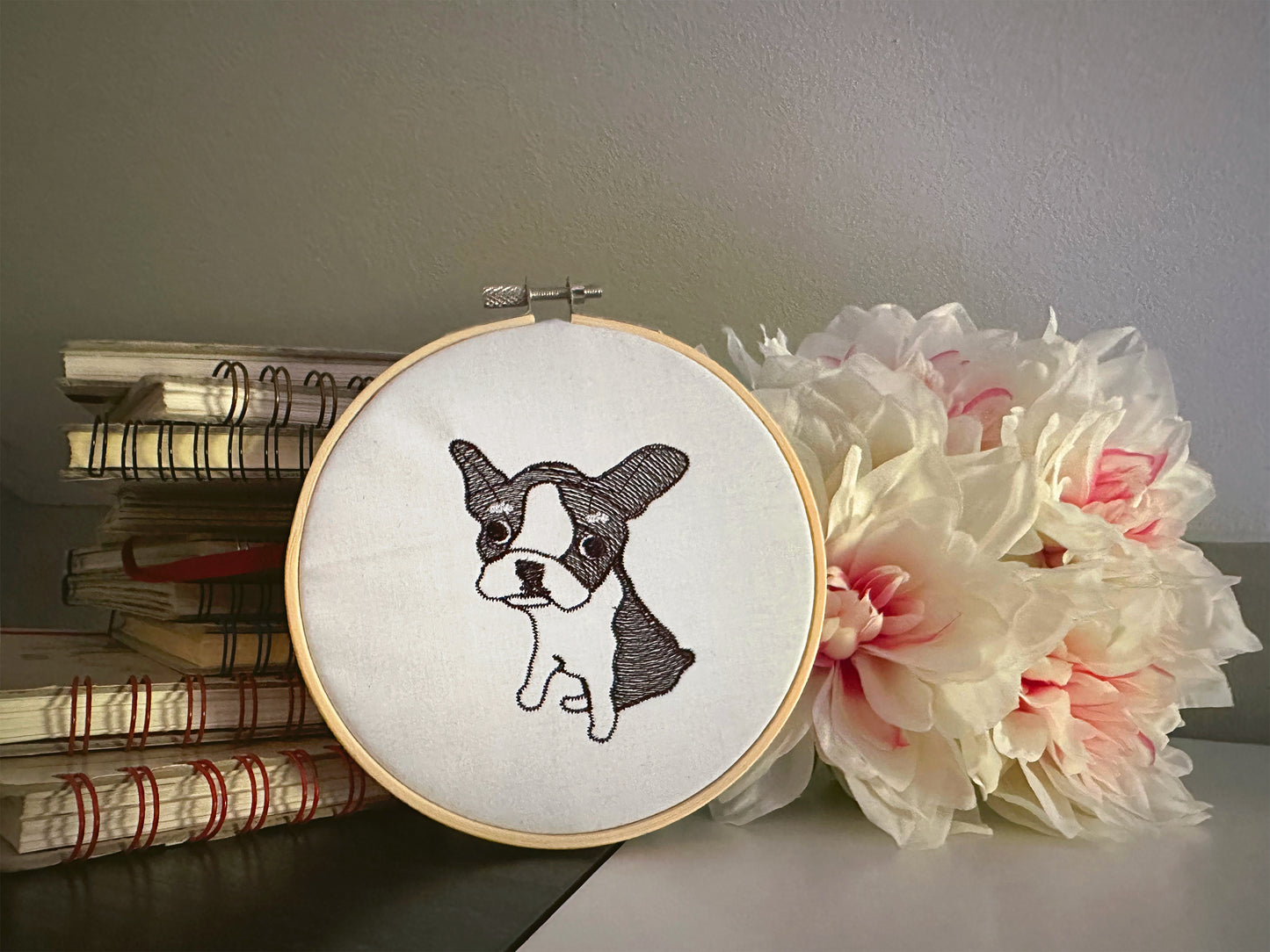 Little French bulldog puppy machine embroidery design