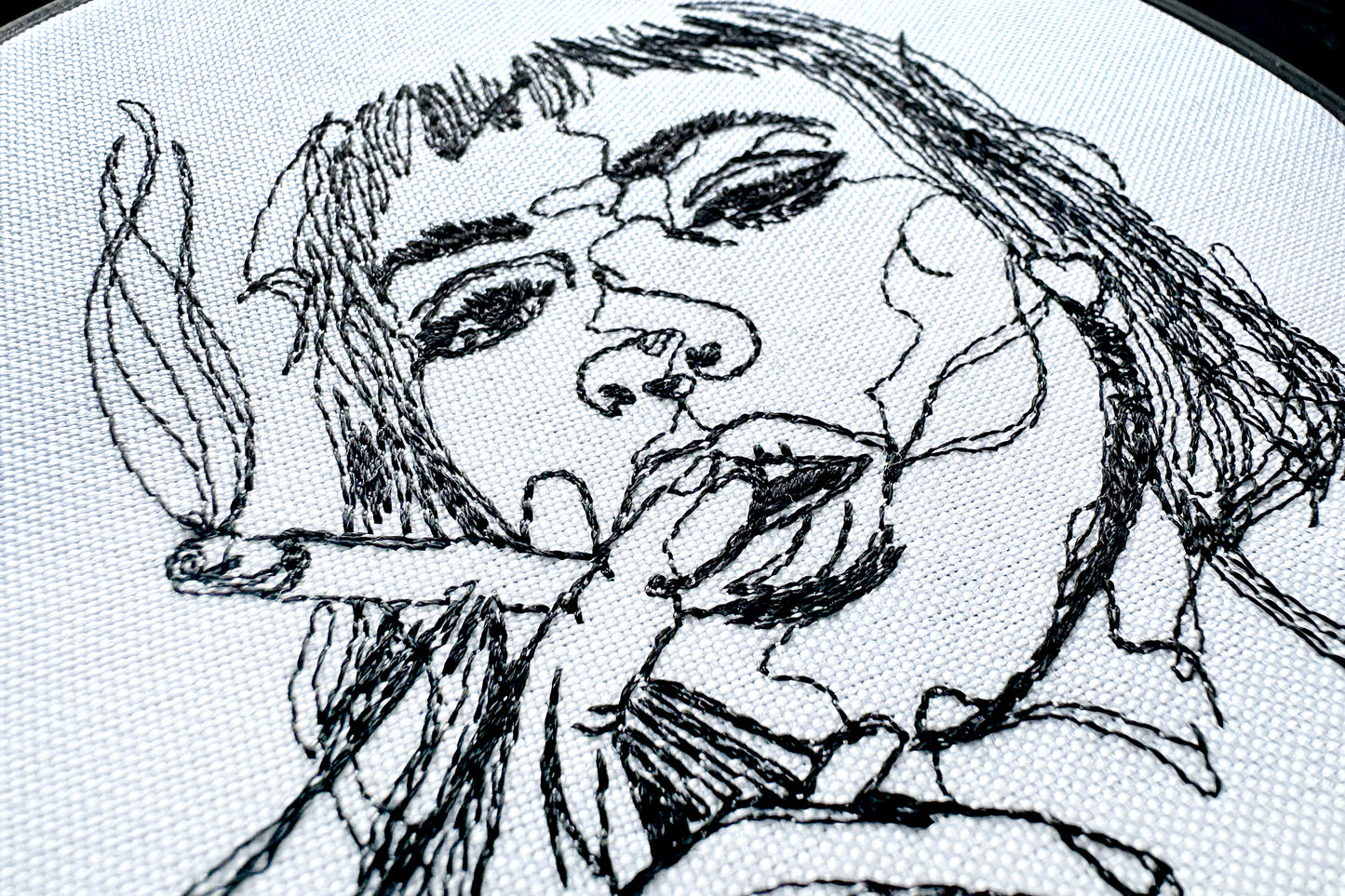 Girl with a cigarette machine embroidery design