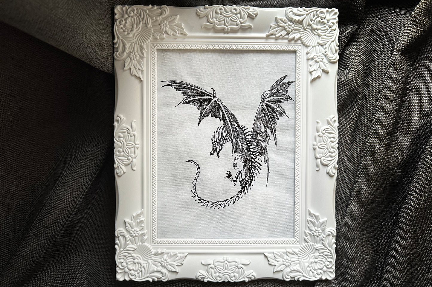 Gothic dragon machine embroidery design