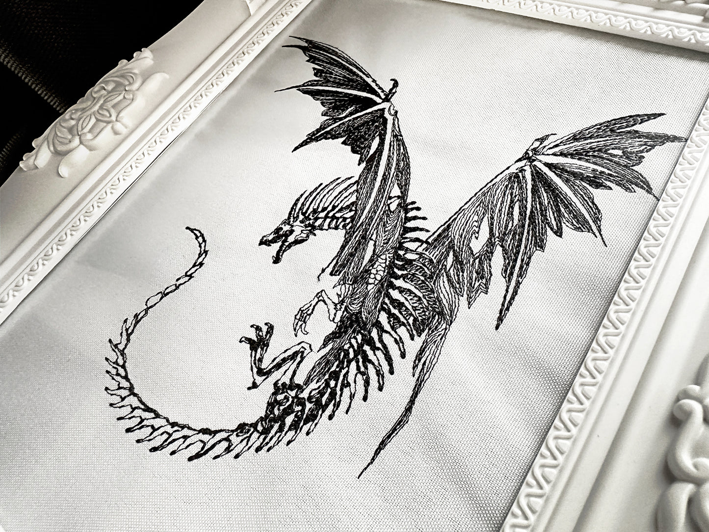 Gothic dragon machine embroidery design