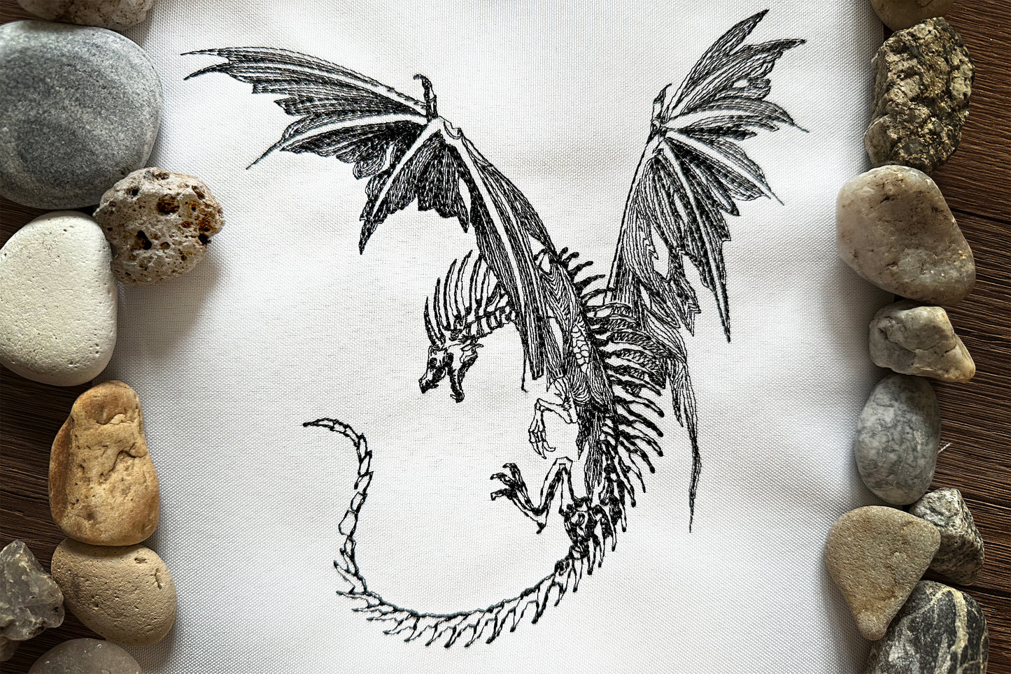 Gothic dragon machine embroidery design