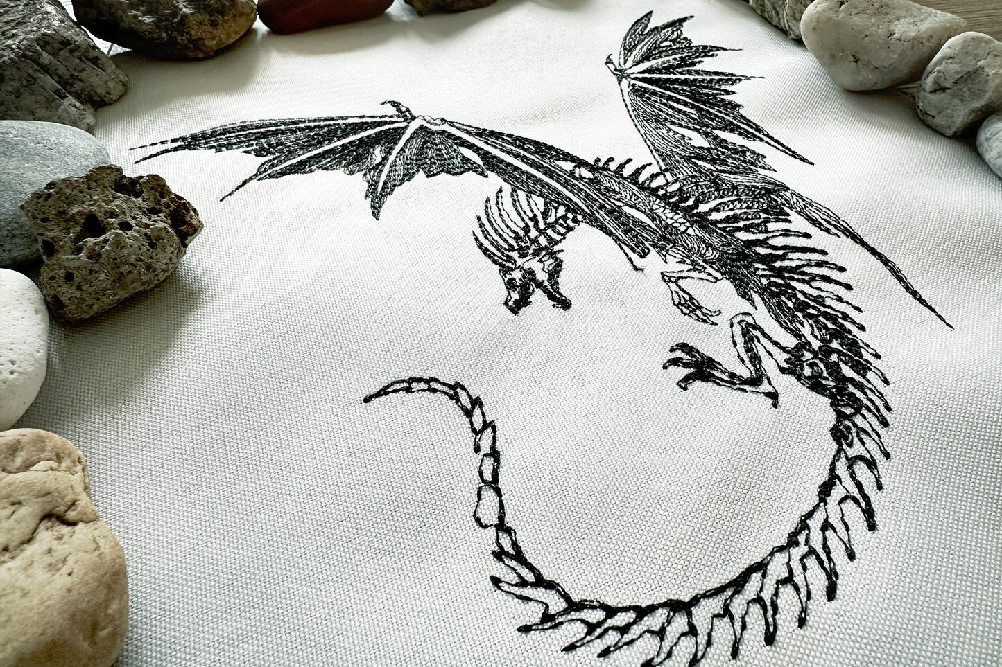 Gothic dragon machine embroidery design