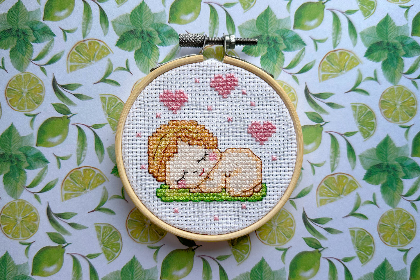 Sleeping newborn cross stitch PDF pattern