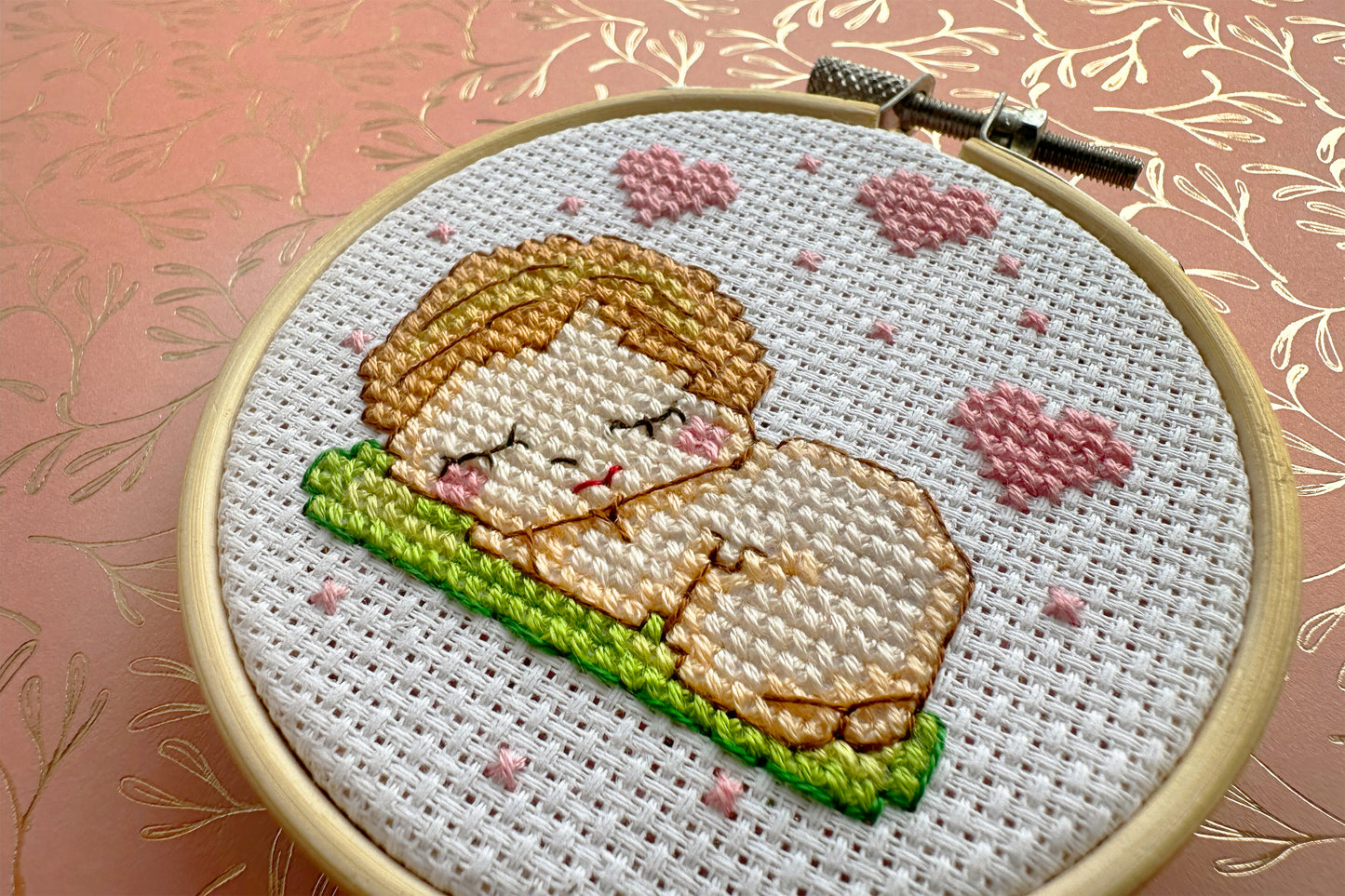 Sleeping newborn cross stitch PDF pattern