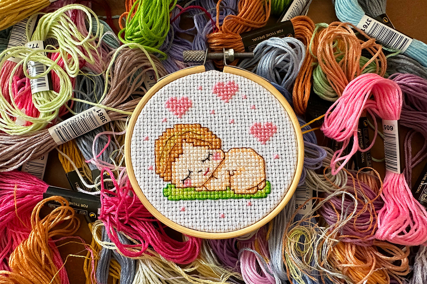 Sleeping newborn cross stitch PDF pattern