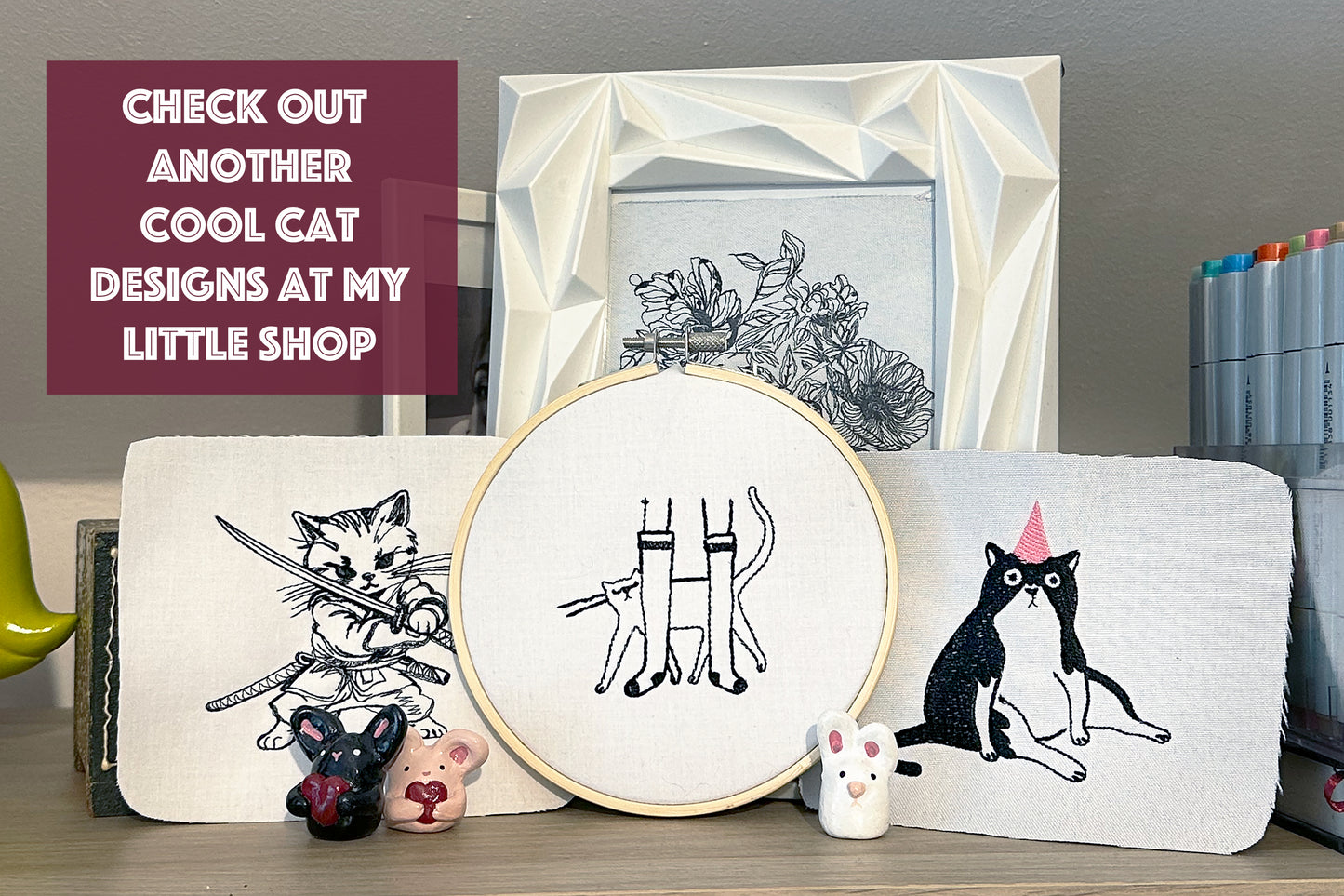 Sweet cat machine embroidery design