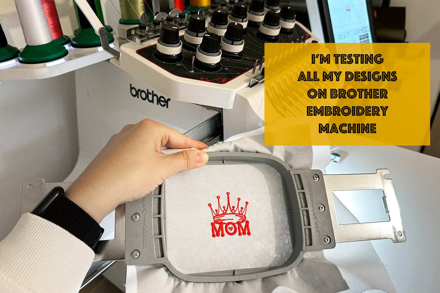 Queen MOM sign machine embroidery