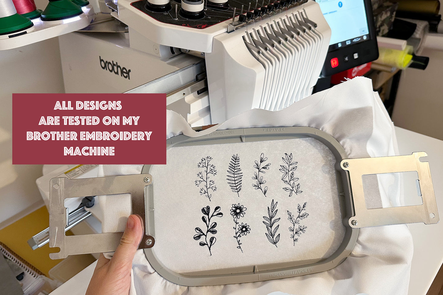 Floral set 8 pc machine embroidery
