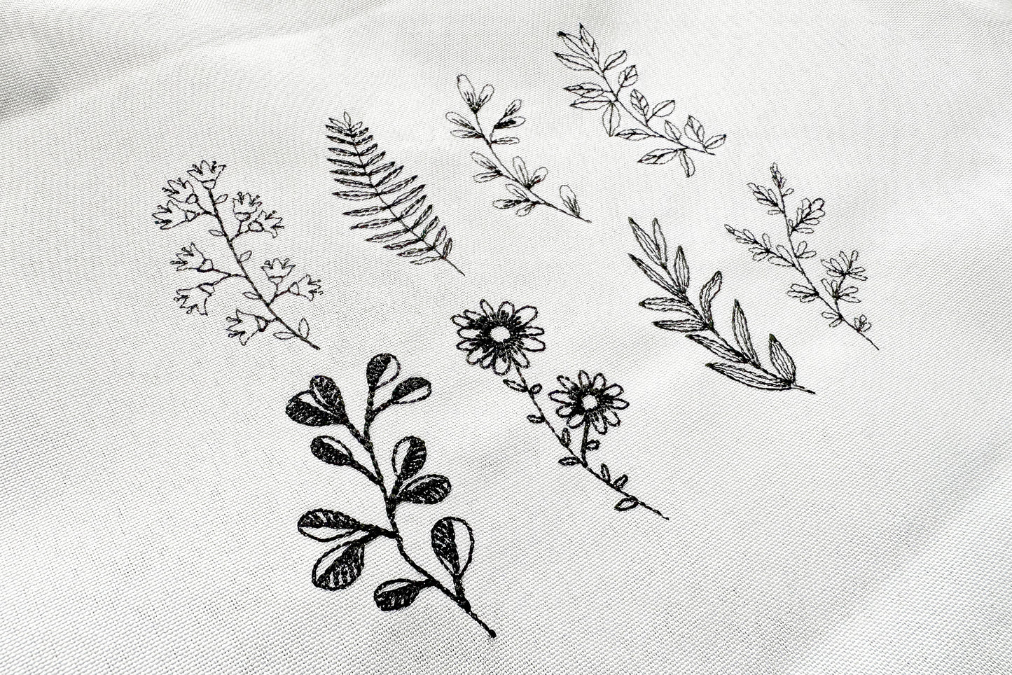 Floral set 8 pc machine embroidery