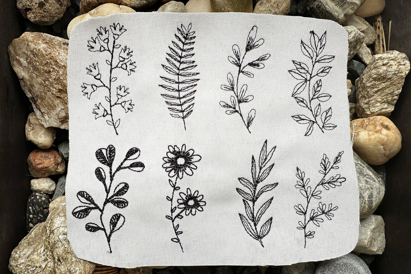 Floral set 8 pc machine embroidery