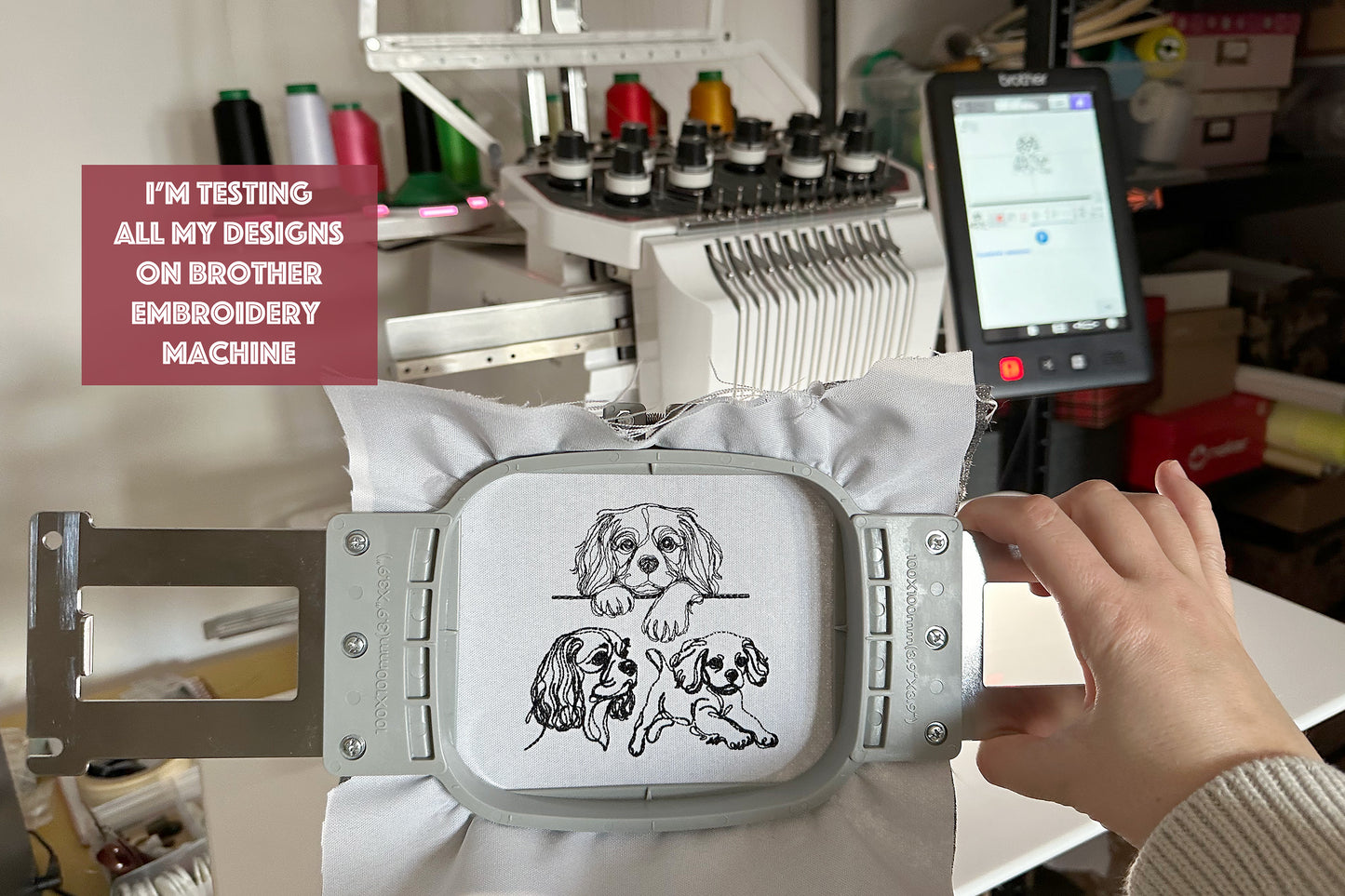 King Charles spaniel machine embroidery design