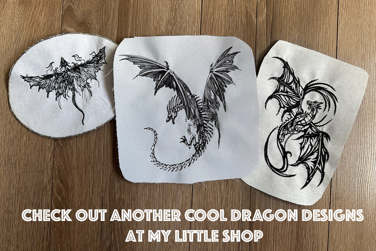 Gothic dragon machine embroidery