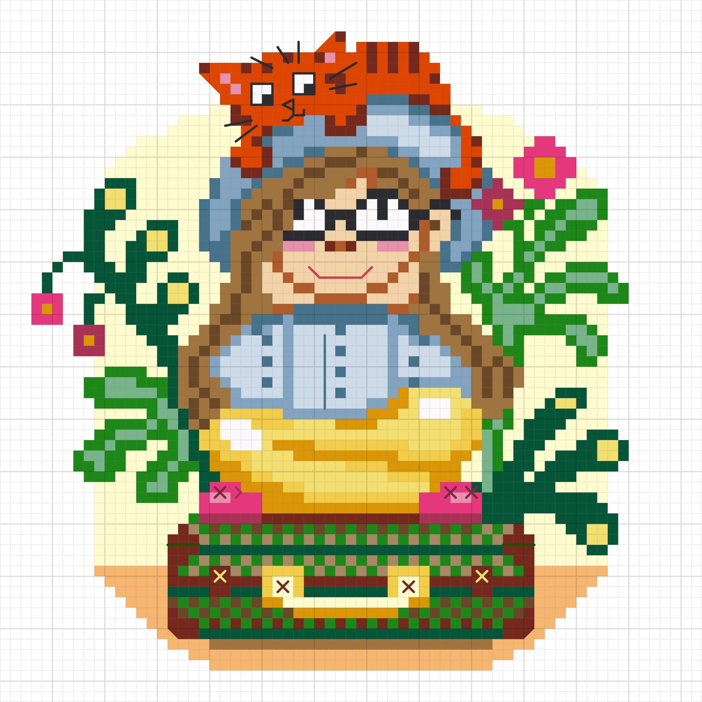 Traveller girl PDF cross stitch pattern