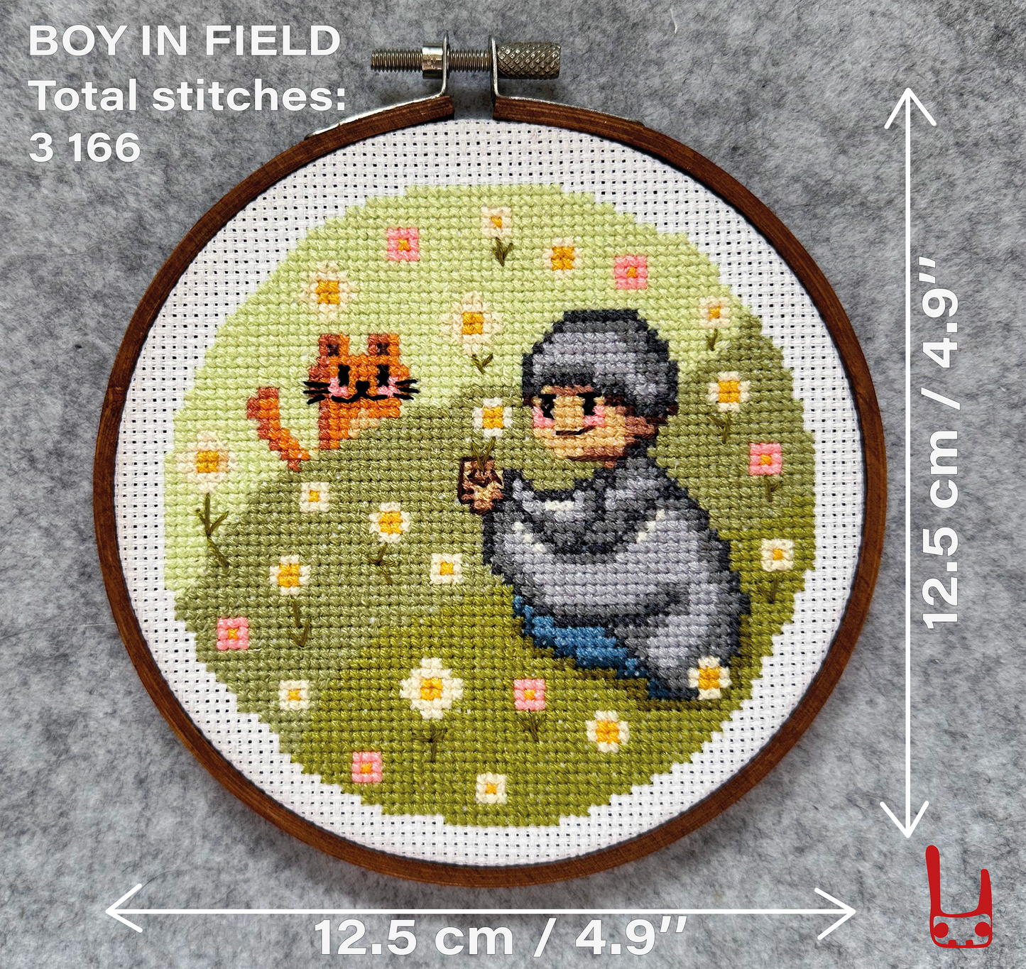 Boy with cat PDF cross stitch pattern