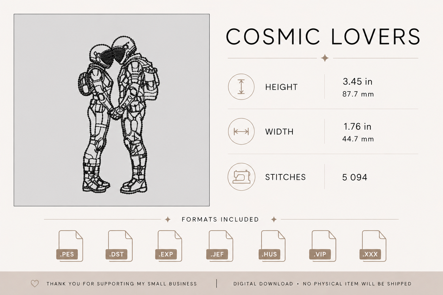 Cosmic Lovers Machine Embroidery Design