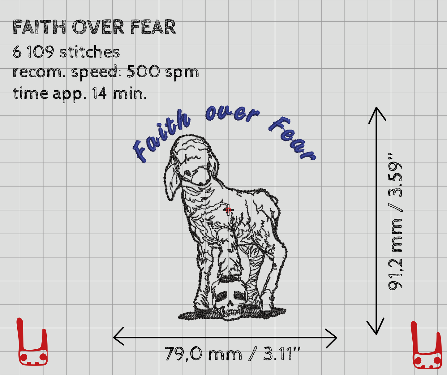 Faith over fear machine embroidery design