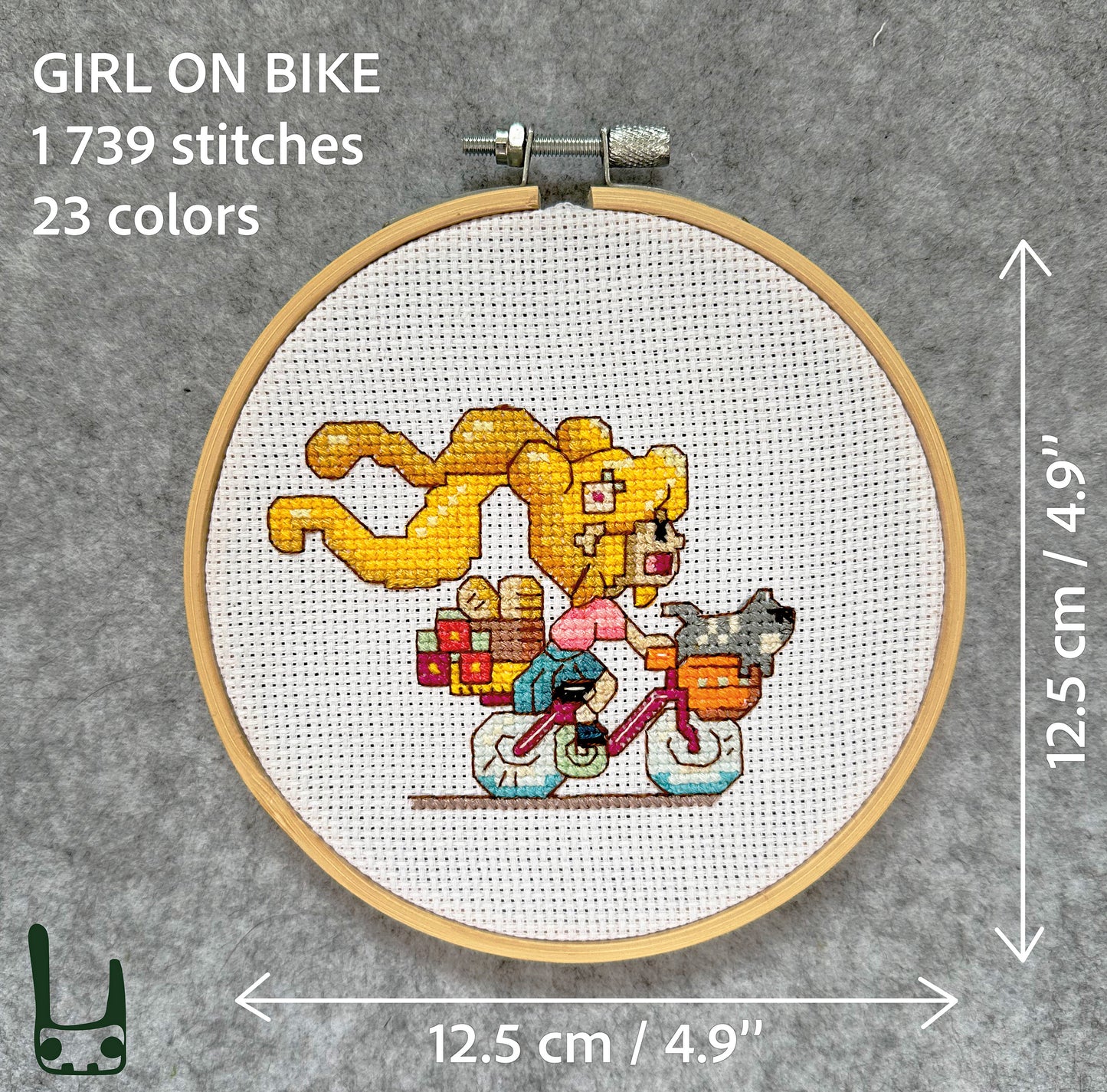 Girl on bike cross stitch PDF pattern