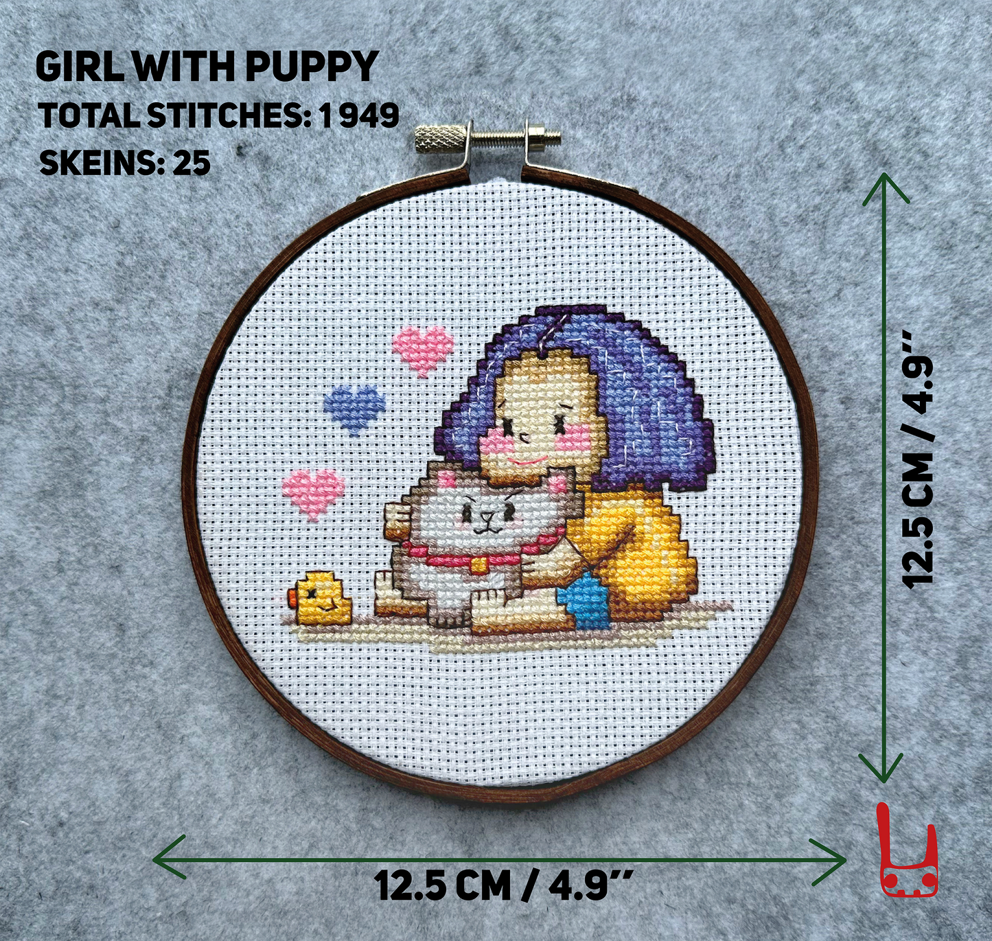 Cute little girl with her puppy DIGITAL PDF pattern