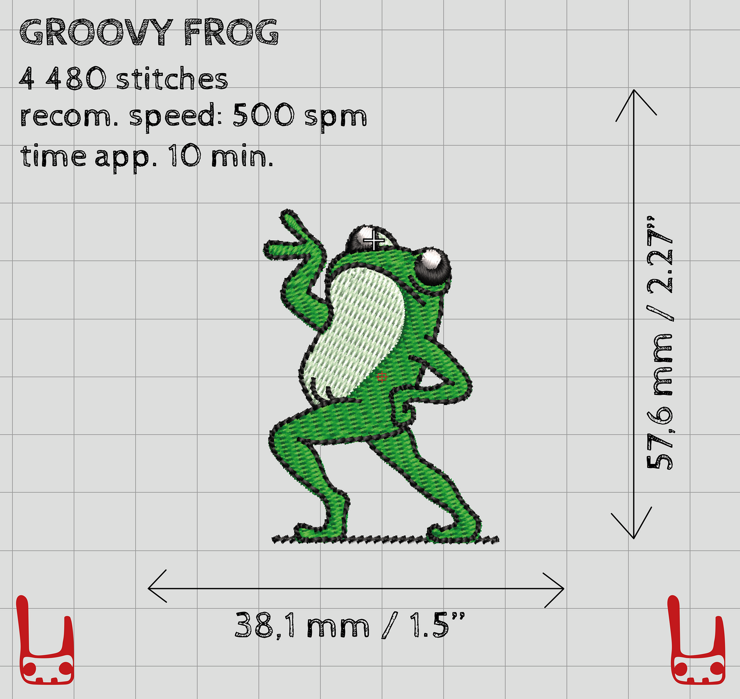 Groovy Frog machine embroidery design file for instant download