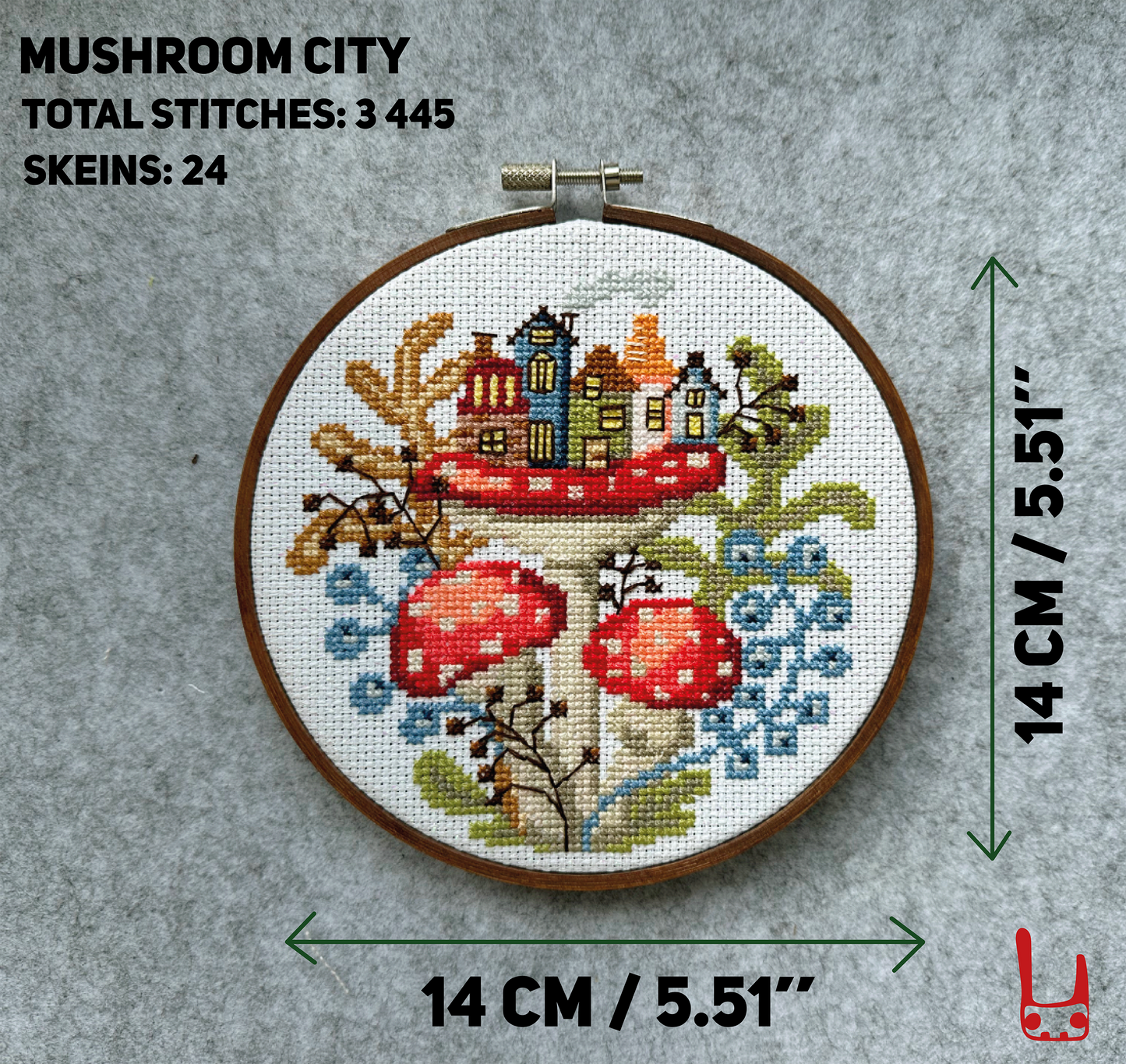 Mushroom city PDF cross stitch pattern